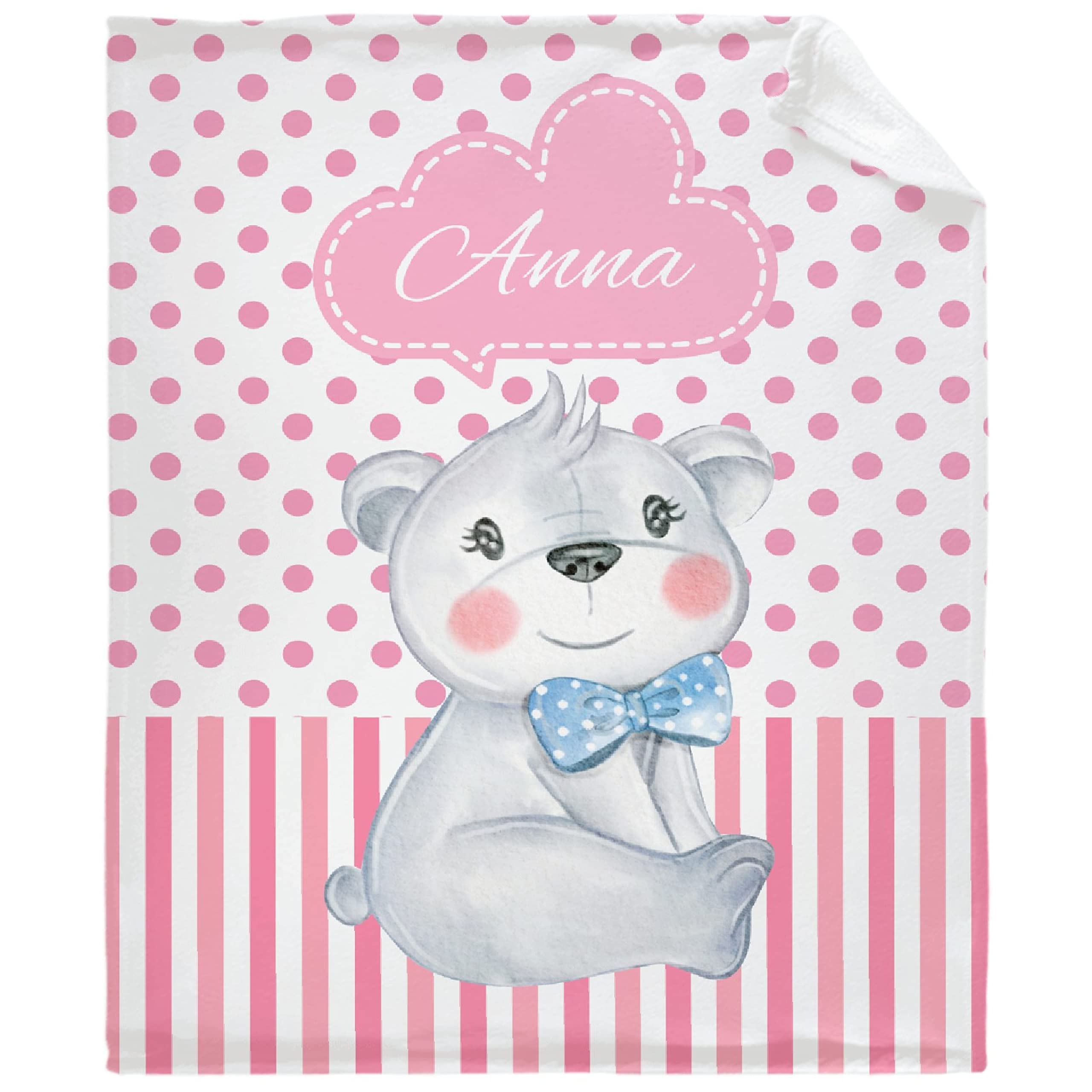 Personalized Baby Blanket with Name - Custom Fleece Blanket for Newborn Girls & Boys | Soft Cozy Bear Design Baby Gift | Nursery Throw, Stroller Cover & Family Keepsake