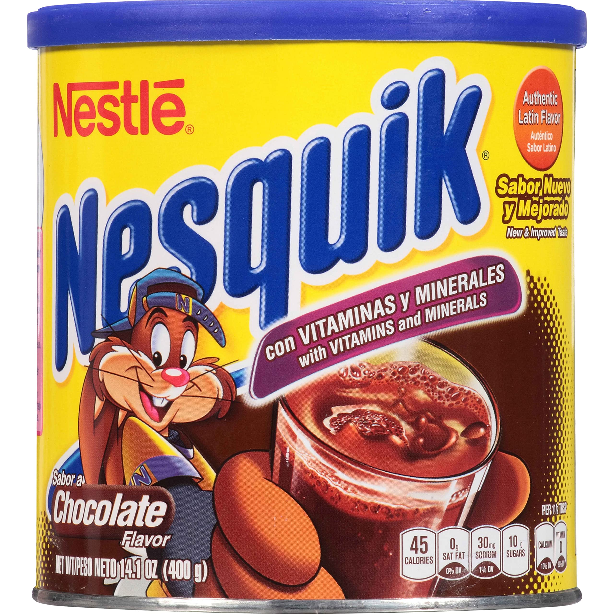NESQUIK Chocolate Flavored Powder 14.1 oz (400g) Canister - Delicious Chocolate Milk Mix for Kids & Adults - Perfect for Breakfast, Snacks & Baking