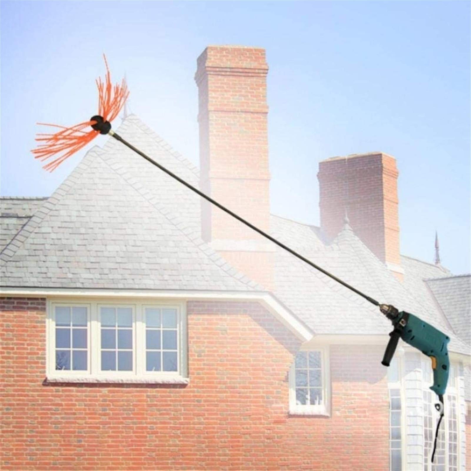 BGSFF Electric Drill Chimney Brush Cleaning Kit - Heavy-Duty Nylon Bristles, Wear-Resistant & Durable for Long-Lasting Use - Perfect for Fireplace, Stove Pipe & Vent Cleaning