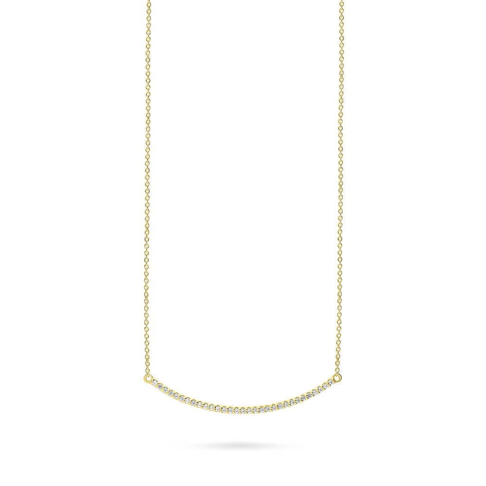 BERRICLE Yellow Gold Plated Sterling Silver Cubic Zirconia Bar Pendant Necklace | Elegant Fashion Jewelry for Women | Perfect for Parties, Weddings & Everyday Wear