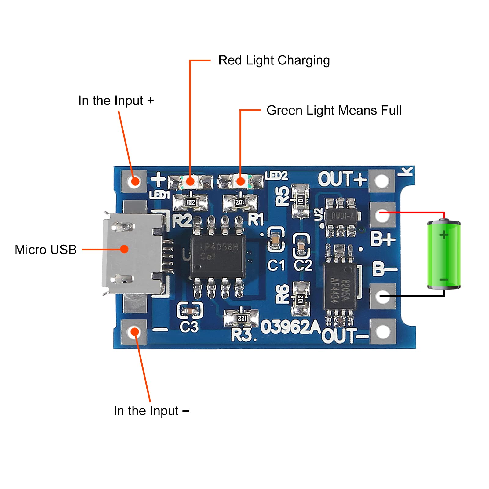 20pcs TP4056 Micro USB 5V 1A Lithium Battery Charging Board with Protection - Dual Function 18650 Battery Charge Module for DIY Electronics, Solar Projects, and Power Banks