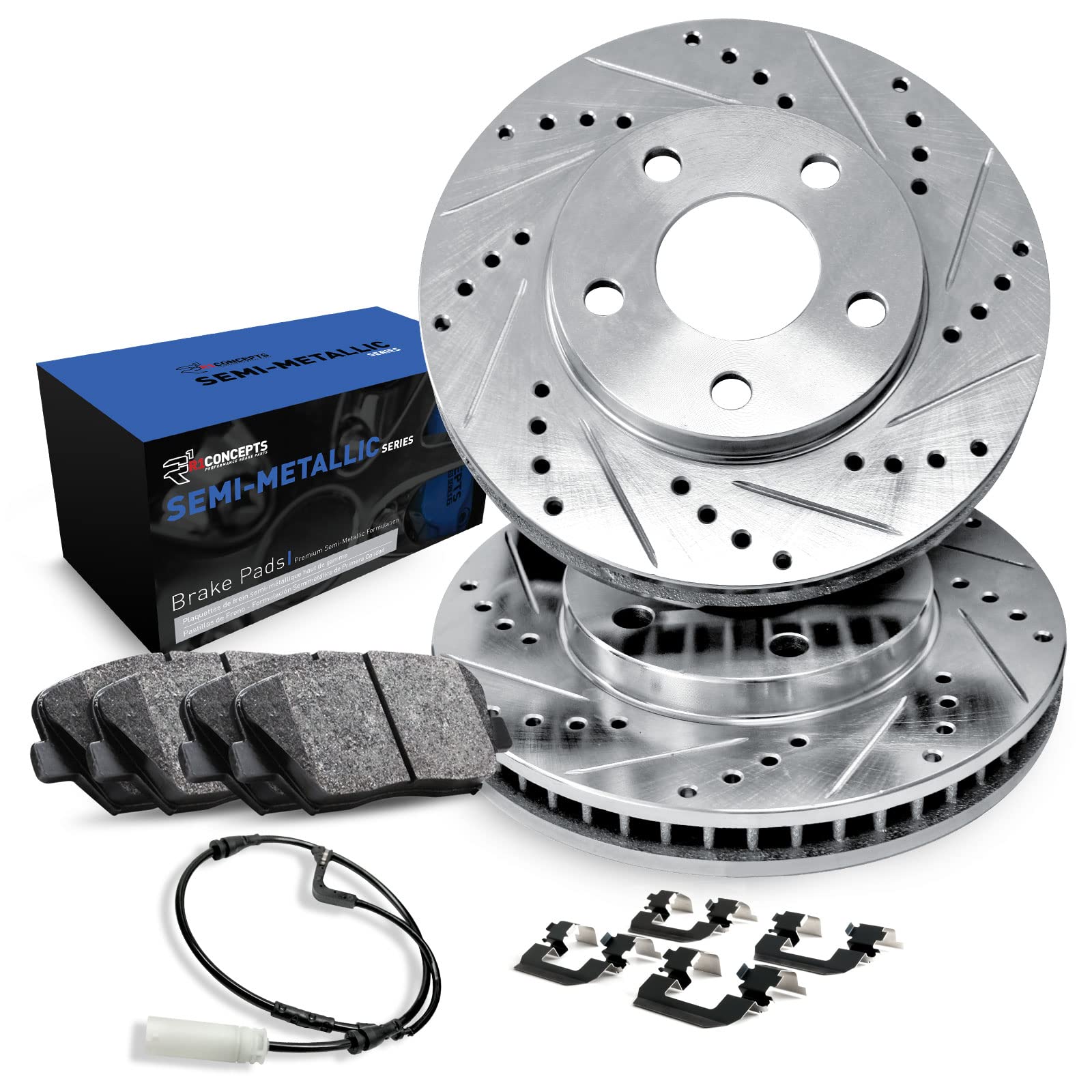 R1 Concepts Rear Brake Pads and Rotors Kit for 1997-2004 Porsche Boxster - High Performance OEP Brake Pads, Rotors, Hardware & Sensor Kit - Perfect for Daily Driving, Track Use & Performance Upgrades