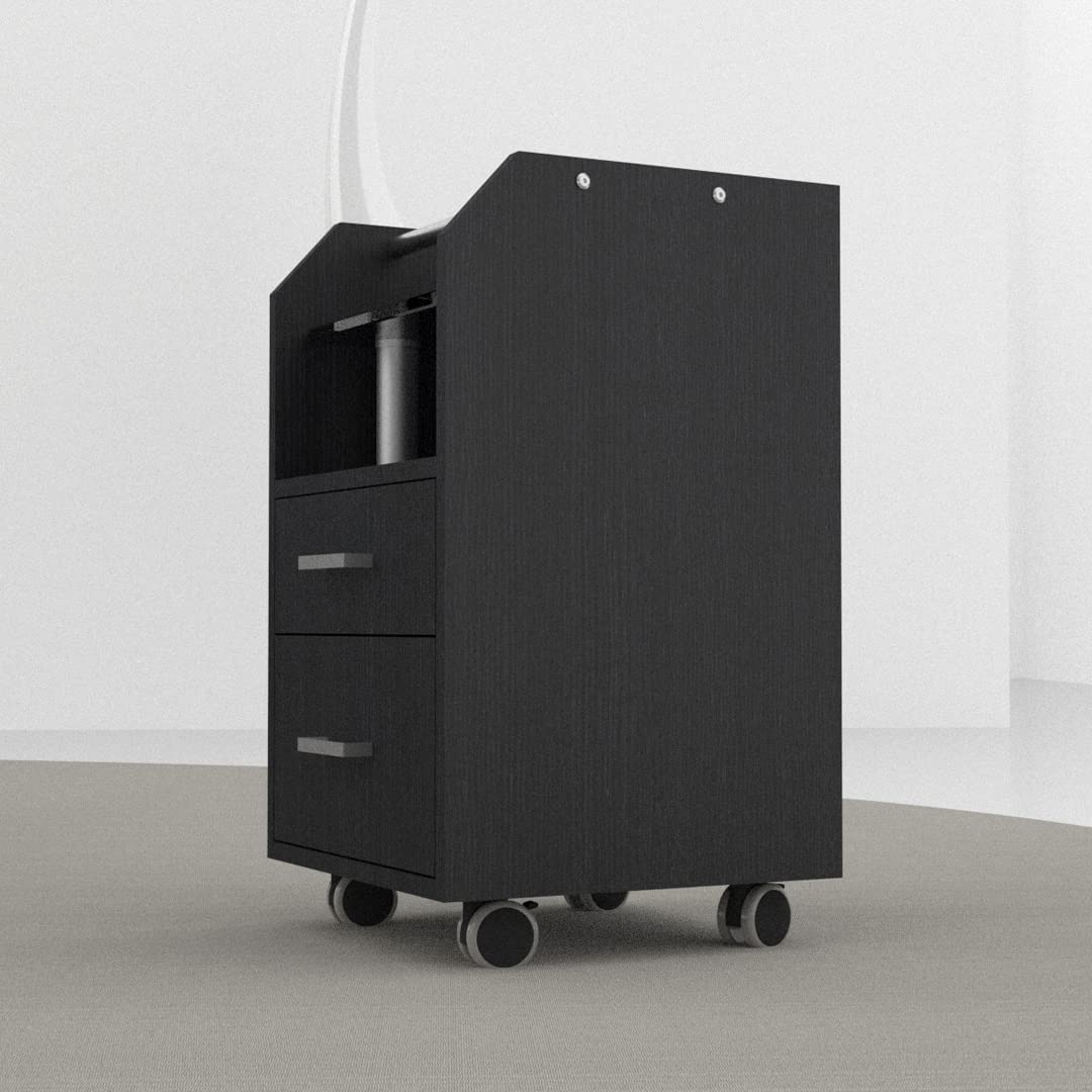 Professional Black Glass Glow Pedicure Trolley for Nail Salon - Portable Spa Pedicure Cart with Wheels for Manicure & Pedicure Services - Perfect for Salon, Spa & Beauty Professionals