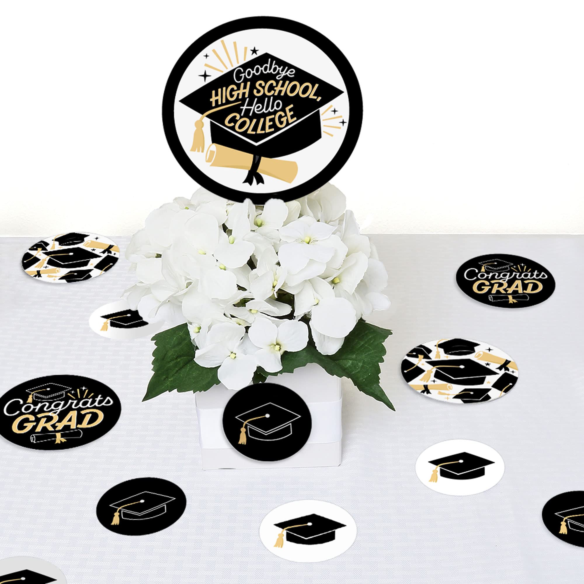 Hello College Graduation Party Giant Circle Confetti - 27-Pack Large Confetti Dots for Graduation Decorations, Photo Backdrops & Celebration Events