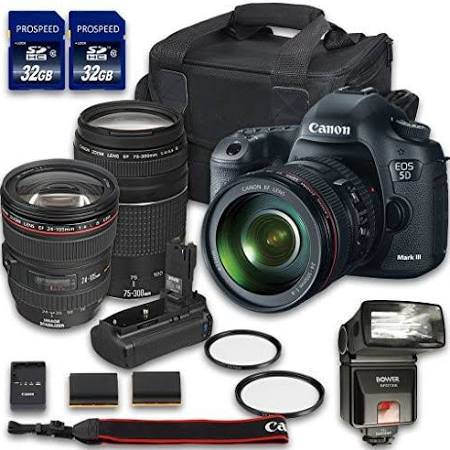 Canon EOS 5D Mark IV 30.4MP Full Frame DSLR Camera Bundle with EF 24-105mm f/4L IS USM & 75-300mm f/4-5.6 III Lenses - Professional Photography, Wedding, Travel & Sports Shooting