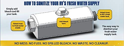RV Fresh Water Tank Disinfectant Kit - No Mess, No Moving Parts, Easy Hose Connection with Bleach for Safe & Clean Water | Perfect for RV Camping, Travel & Outdoor Adventures