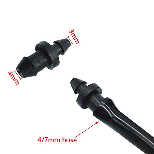 3mm & 4mm Hose End Plug Connector Adapter - 50 Pcs Black Plastic Garden Irrigation Pipe Fittings for Water Seal Closure - Perfect for Drip Irrigation Systems, Sprinkler Connections & DIY Watering Projects