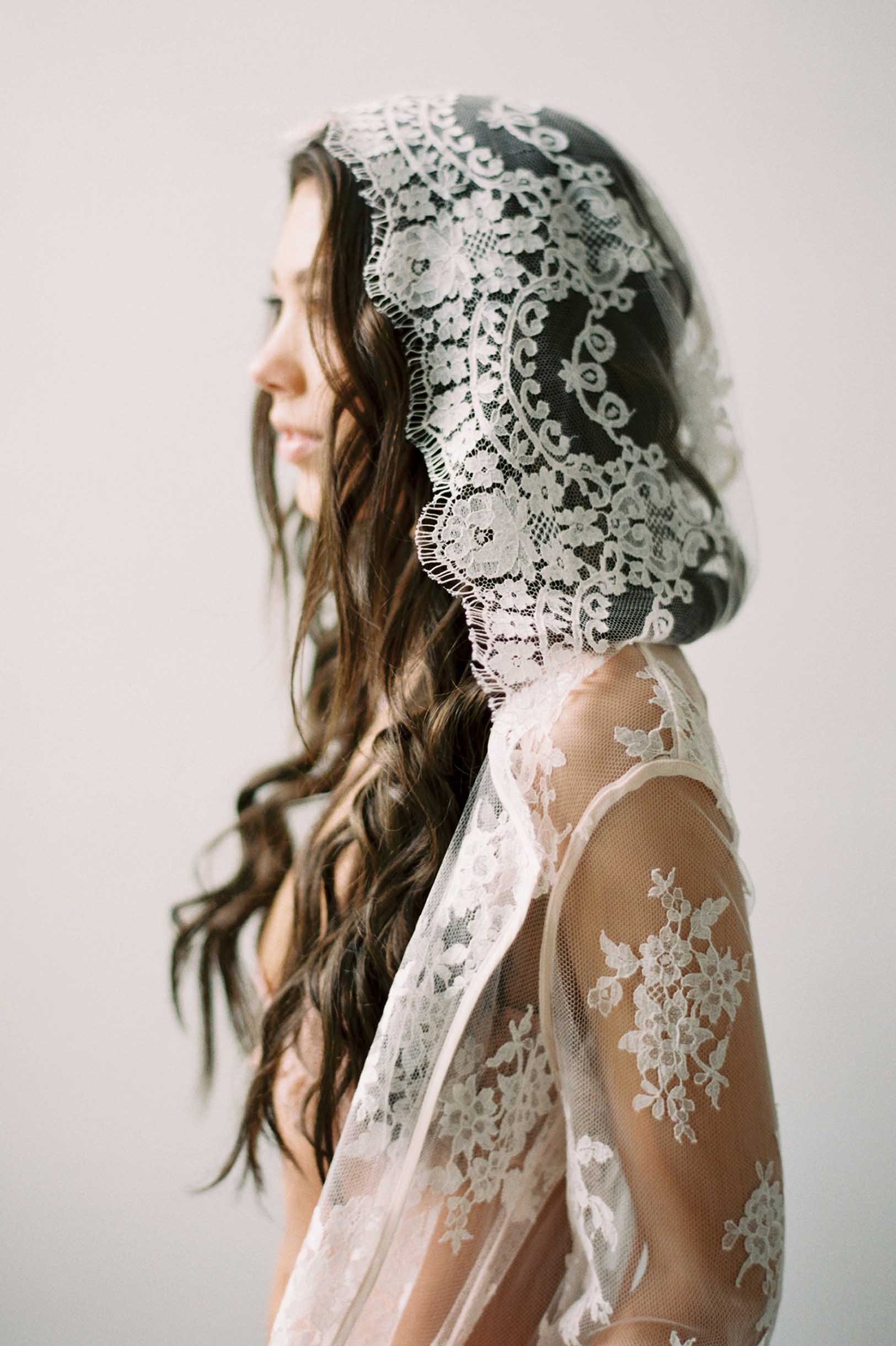 Stella Hooded French Lace Robe in Ivory - Elegant Bridal Lingerie & Boudoir Nightgown for Honeymoon, Wedding Night, and Special Occasions