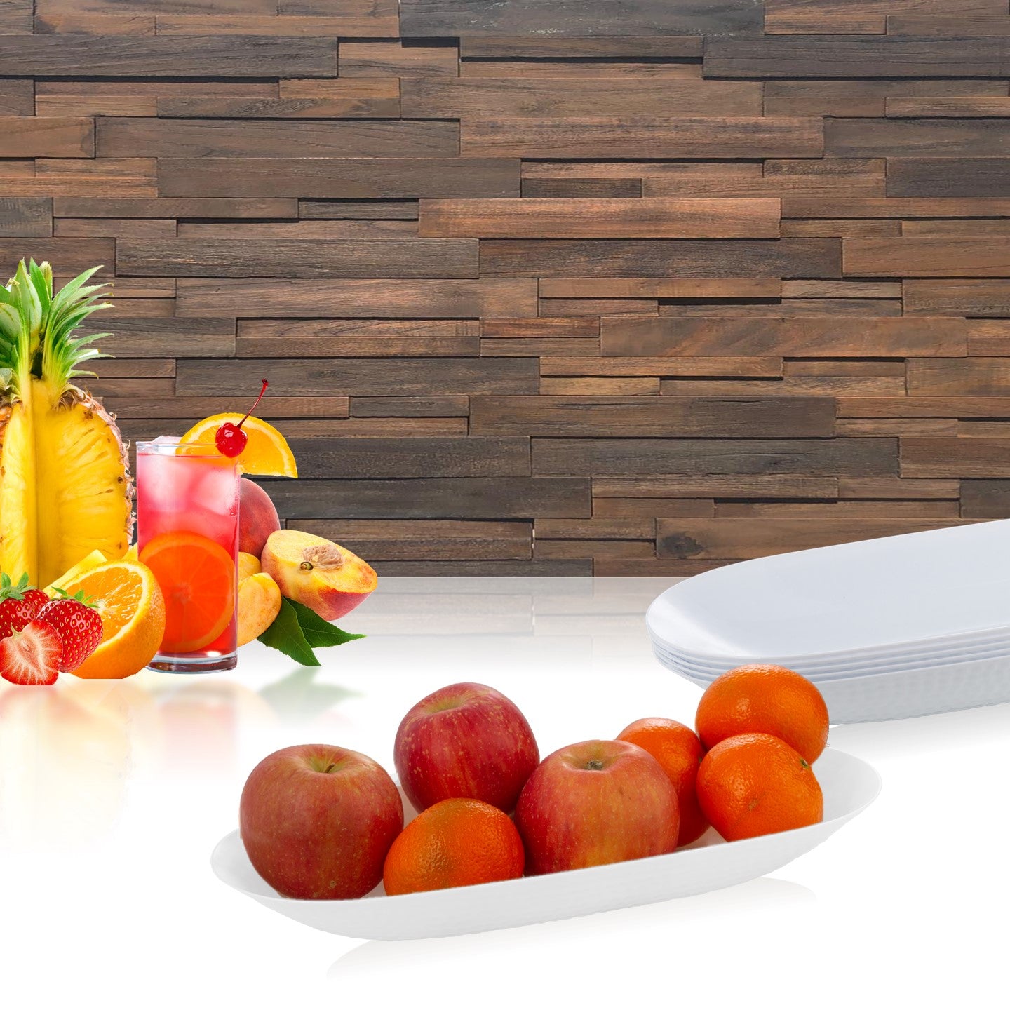 2-Pack White Plastic Oval Pebbled Serving Dishes - Perfect for Appetizers, Salads, and Party Snacks