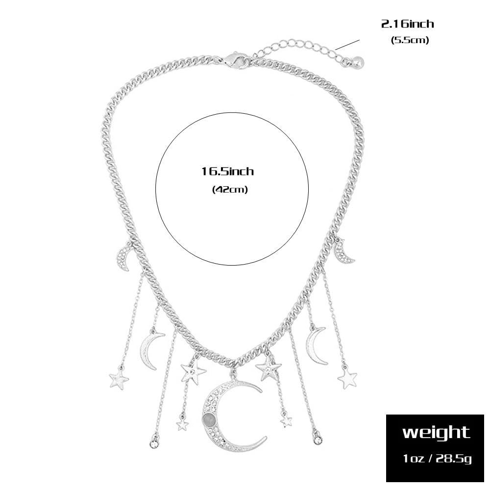 Moon and Star Pendant Necklace for Women - Elegant Celestial Jewelry - Perfect for Date Nights, Gifts & Boho Fashion