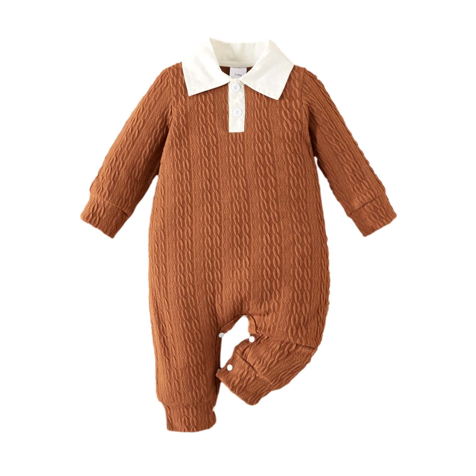 Baby Boys' Winter Jumpsuit - Warm Long Sleeve Romper with Lapel for Infants & Toddlers | Cozy Casual Outfit for Playdates & Holiday Gatherings