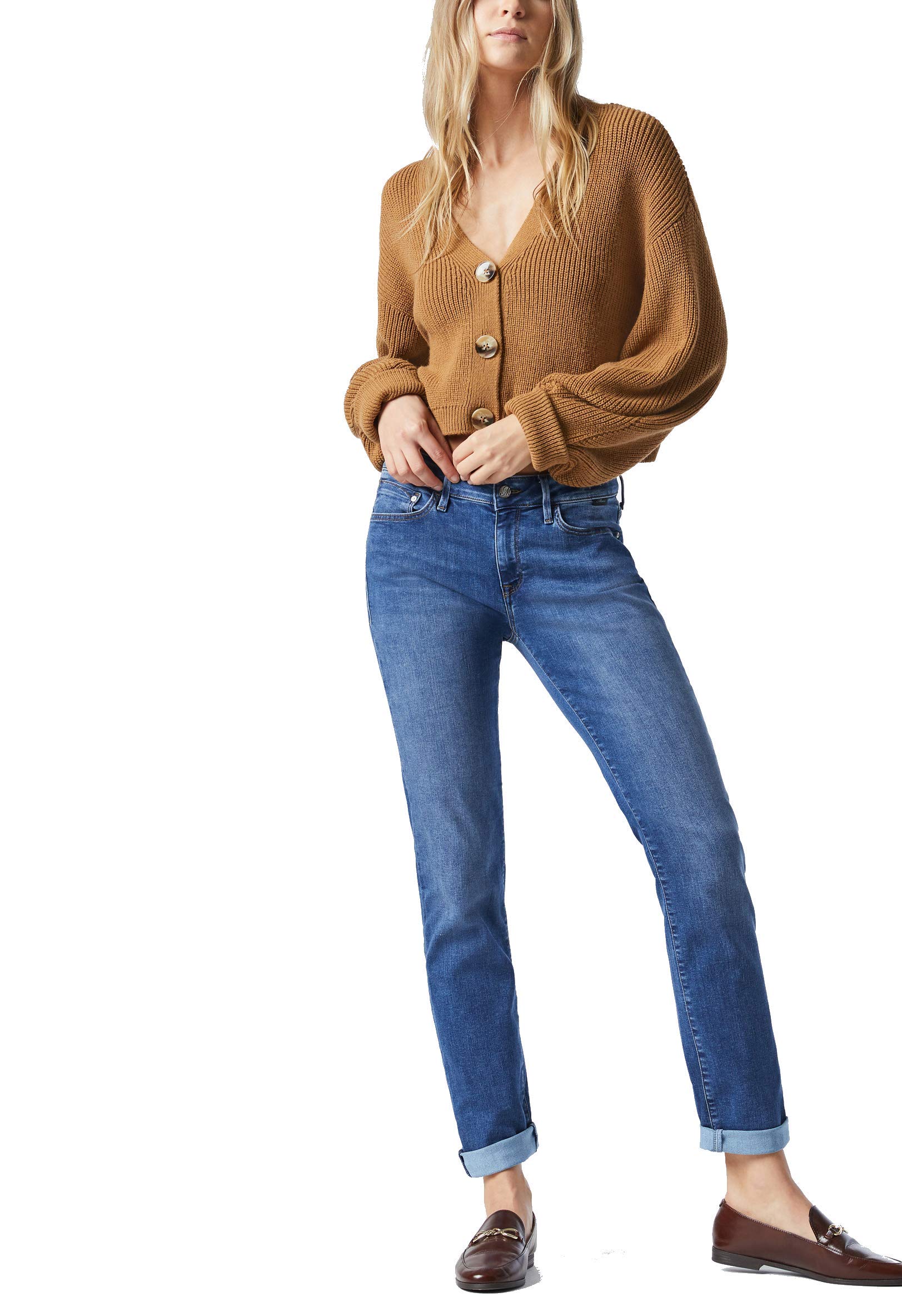 Mavi Women's Emma Mid Rise Slim Boyfriend Jeans - Premium Stretch Denim Pants for Women - Comfortable & Machine Washable - Perfect for Casual Wear, Office & Weekend Outings