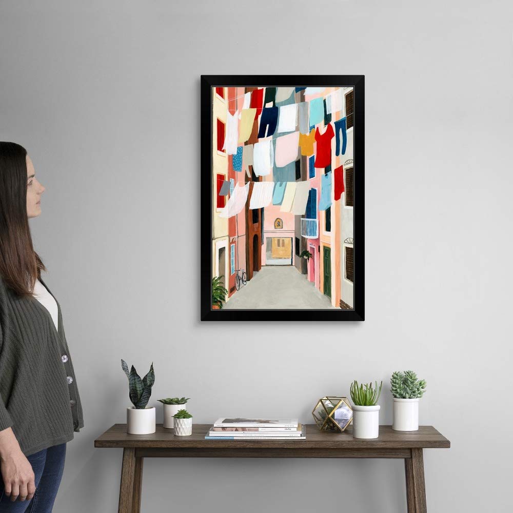 Laundry Day II Black Framed Wall Art Print - Modern Home Decor for Living Room, Bedroom & Office - Ready to Hang Canvas Painting for Housewarming Gift