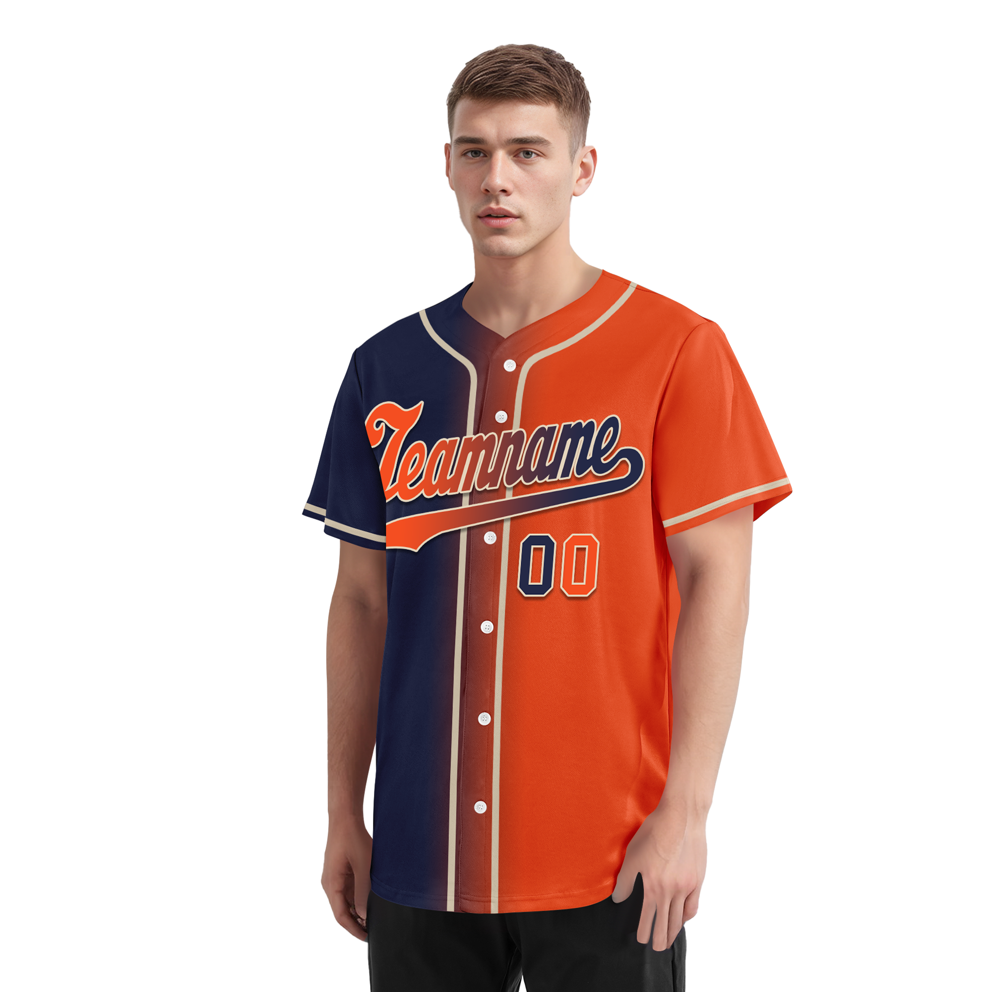 Custom Blue Orange Gradient Personalized Baseball Jersey - Authentic Fashion Sports Apparel BSBJ01 D0a7089 for Baseball Games, Team Uniforms & Fan Gear