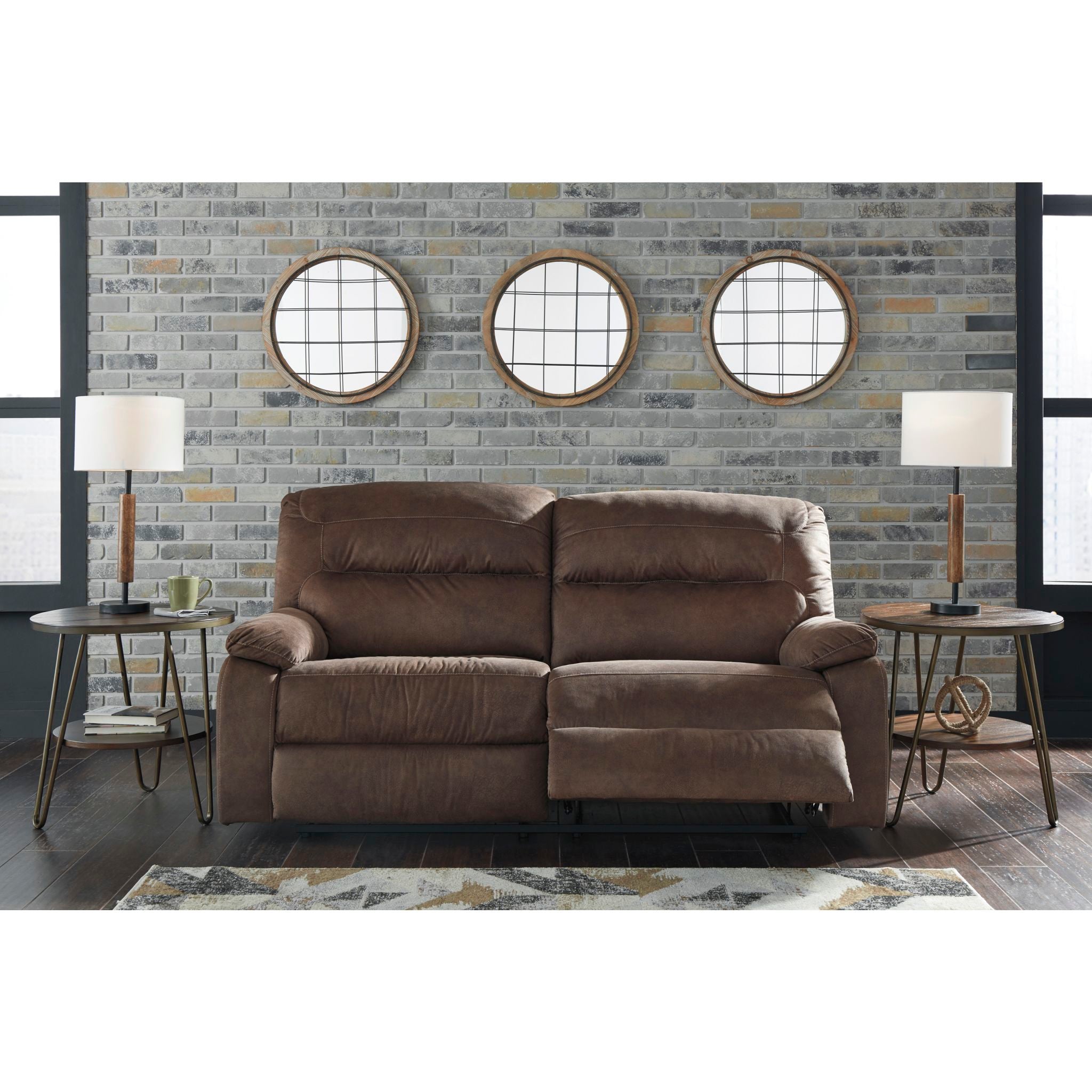 Bolzano Reclining Sofa - Modern Comfortable Leather Recliner for Living Room, Home Theater, and Office - Coffee Brown
