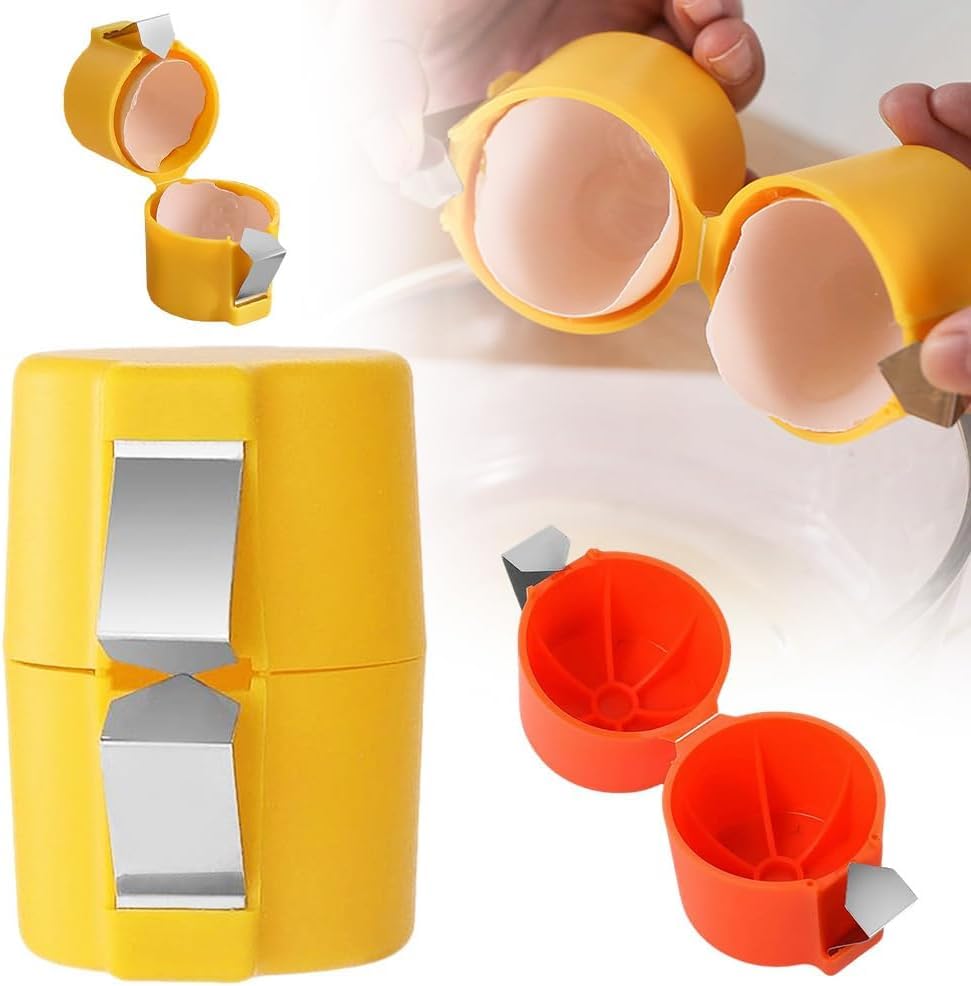 2025 New Egg Shell Opener - Handheld Egg Cracker Tool for Raw Eggs, Multifunctional Egg Cutter & Separator - Perfect for Cooking, Baking, Camping & Kitchen Use (Yellow, 1 Pack)