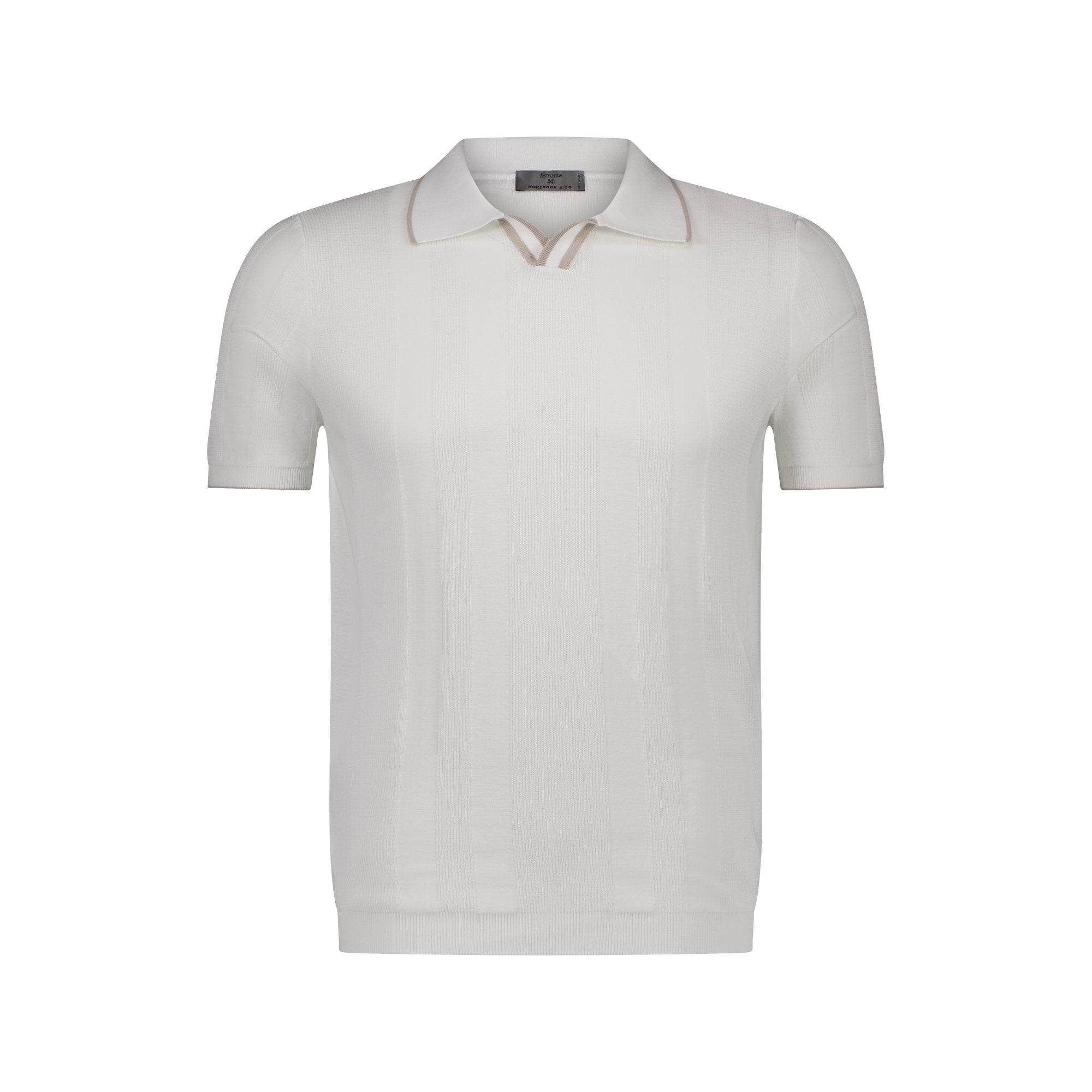 McKinnon x Ferrante Men's Short Sleeve Polo Shirt - Classic White Cotton Casual Top for Golf, Business & Summer Outfits