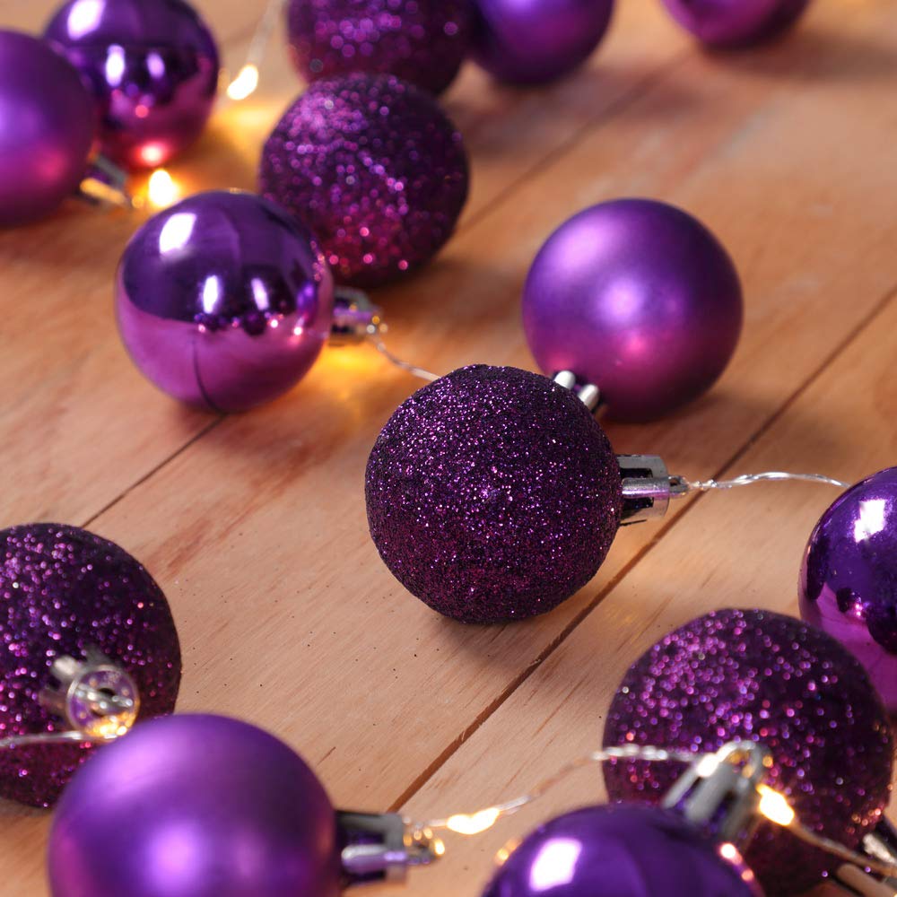 CASARIA LED Christmas Light String - 40 Purple Fairy Lights, 2m Battery Operated with Timer & 8 Lighting Effects for Holiday Decor, Parties, and Indoor/Outdoor Use