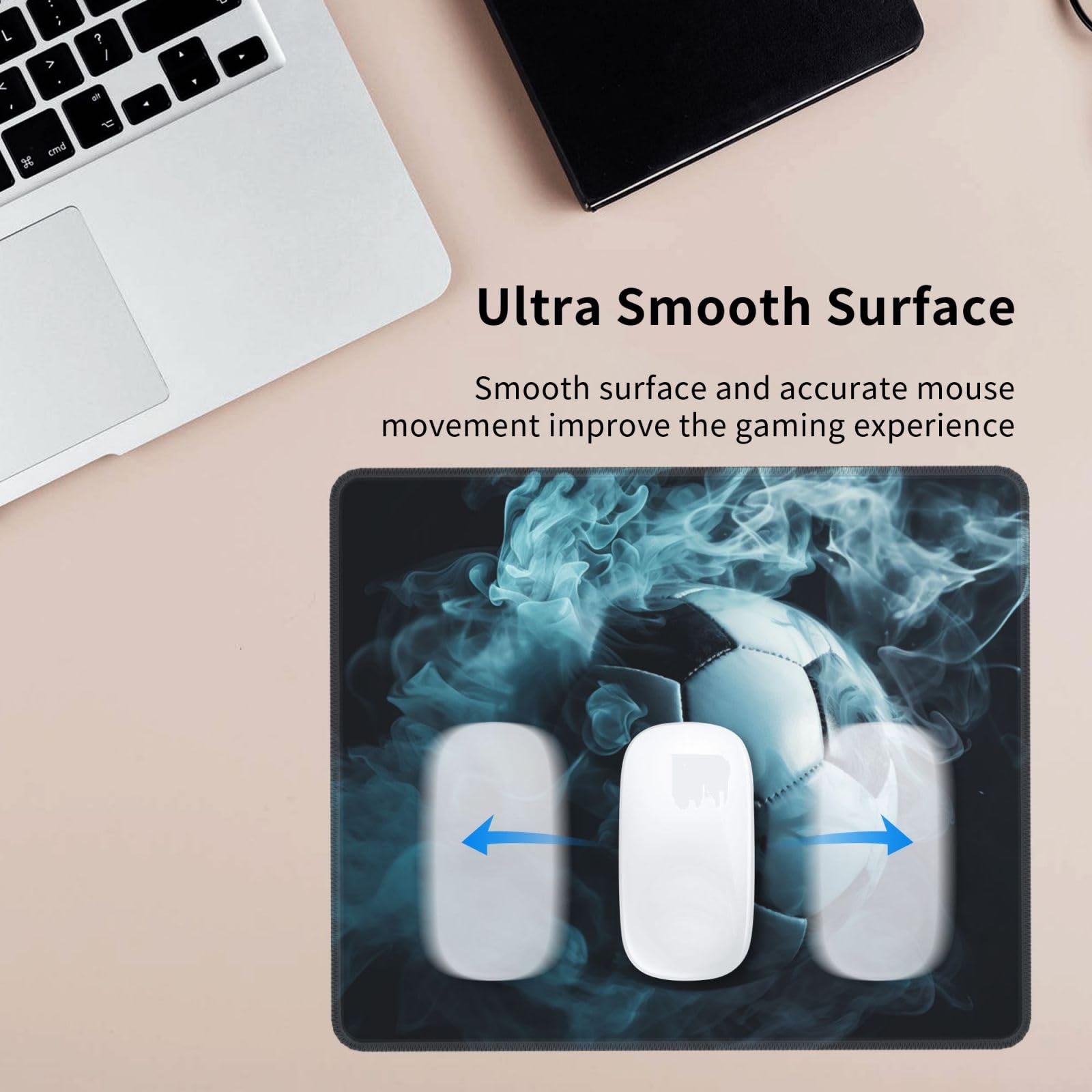Premium Smoke Football Design Gaming Mouse Pad - 11.8 x 9.8 Inch Non-Slip Rubber Base Rectangular Mousepad for PC, Laptop, Office & Home Use | Perfect for Gamers, Programmers & Office Workers