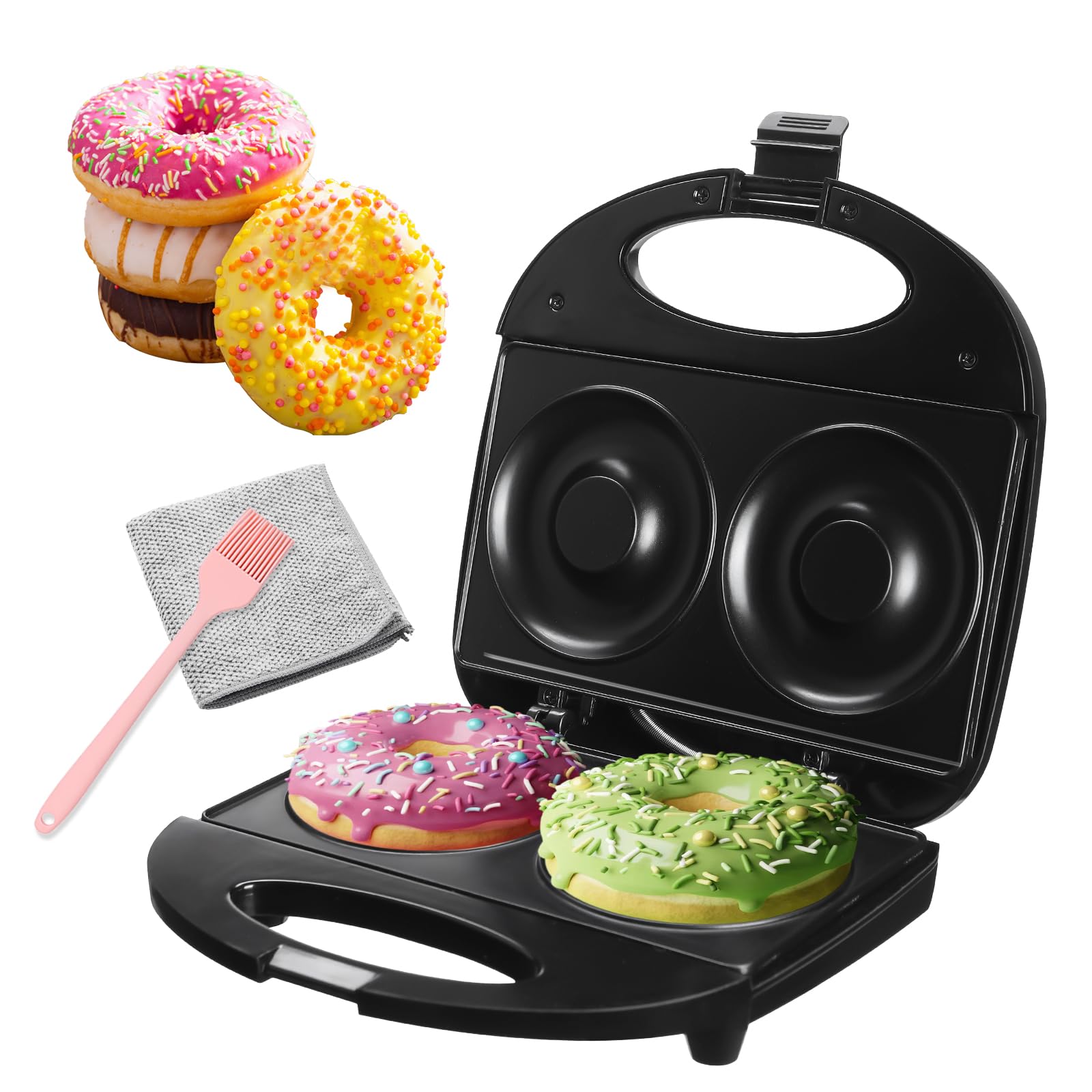 Donut Maker Machine - Double-Sided Heating & Non-Stick Surface for Perfect Homemade Donuts | Bake 2 Donuts at Once | Easy to Clean | Ideal for Breakfast, Family Use & Commercial Kitchens | Perfect for Parties, Cafes & Home Baking