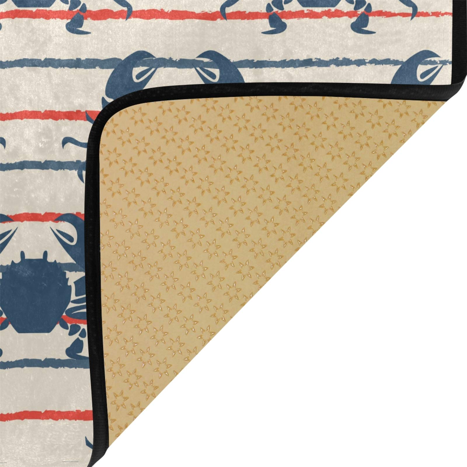 Retro Marine Crabs Anti-Fatigue Kitchen Mat - Non-Slip, Oil Resistant, Easy Clean Floor Rug for Indoor/Outdoor Use - Perfect for Kitchens, Bathrooms & Entryways
