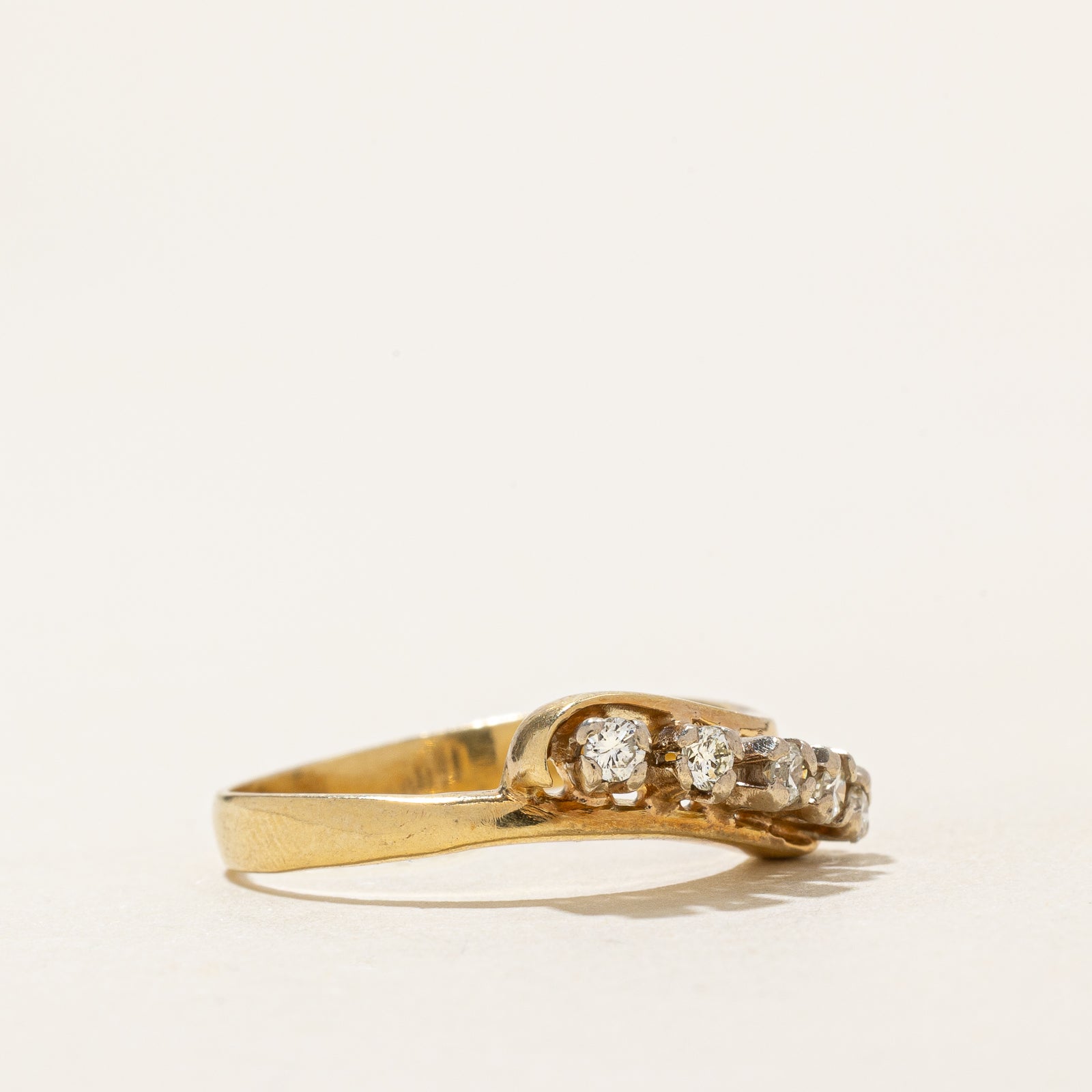 Five Stone Diamond Bypass Ring - 0.20 Carat Total Weight (ctw) | Size 7.75 | Elegant Wedding Band, Anniversary Gift for Her, Perfect for Special Occasions & Everyday Luxury