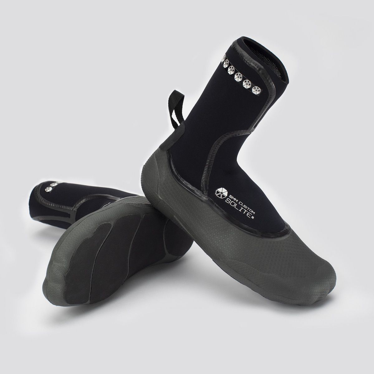 5mm SOLITE Neoprene Booties for Men & Women - Black/Grey Wetsuit Socks with Heat Booster - Perfect for Surfing, Diving & Cold Water Activities