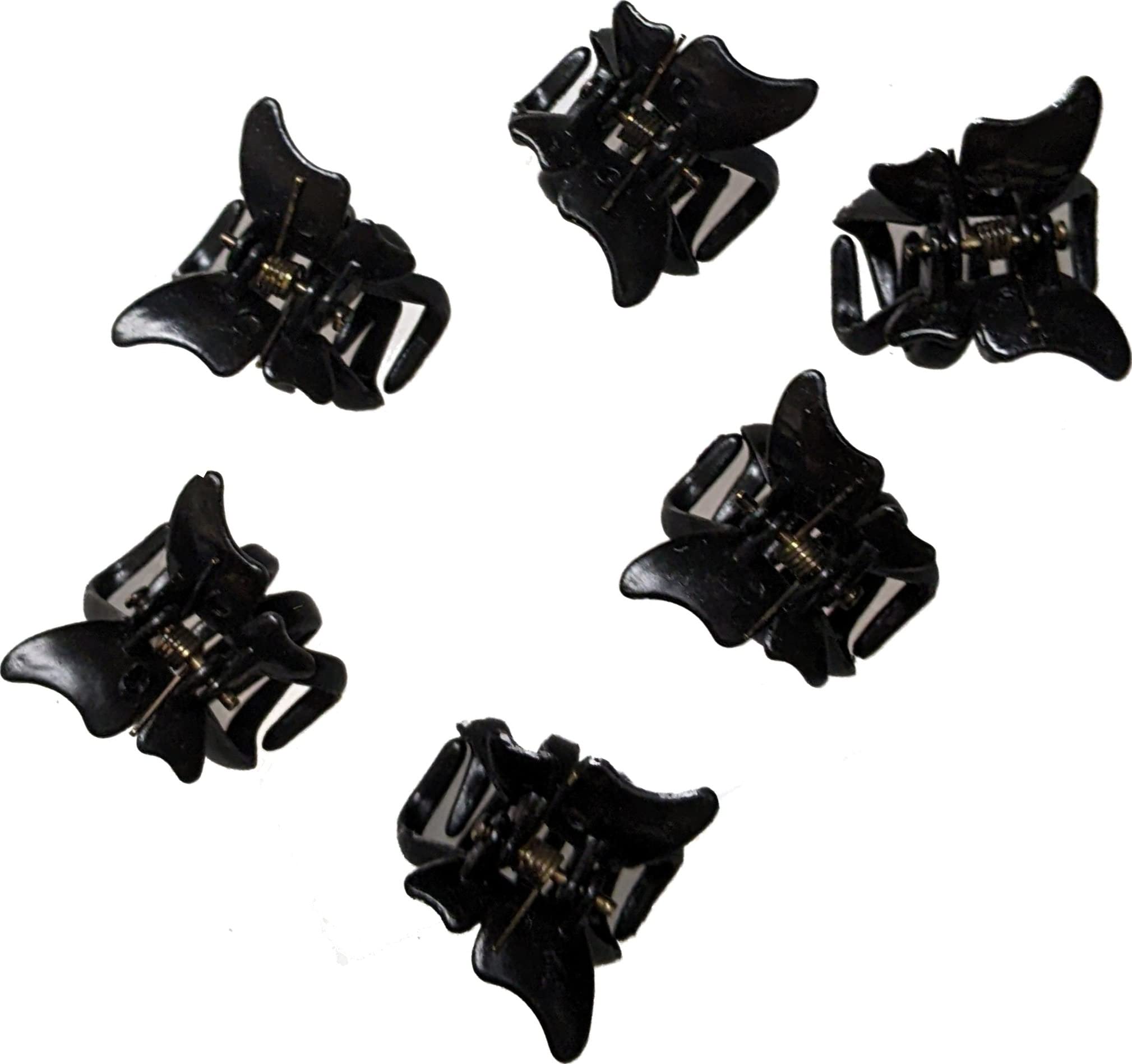 6pcs 2cm Black Butterfly Hair Clips for Women & Girls - Party & Daily Use