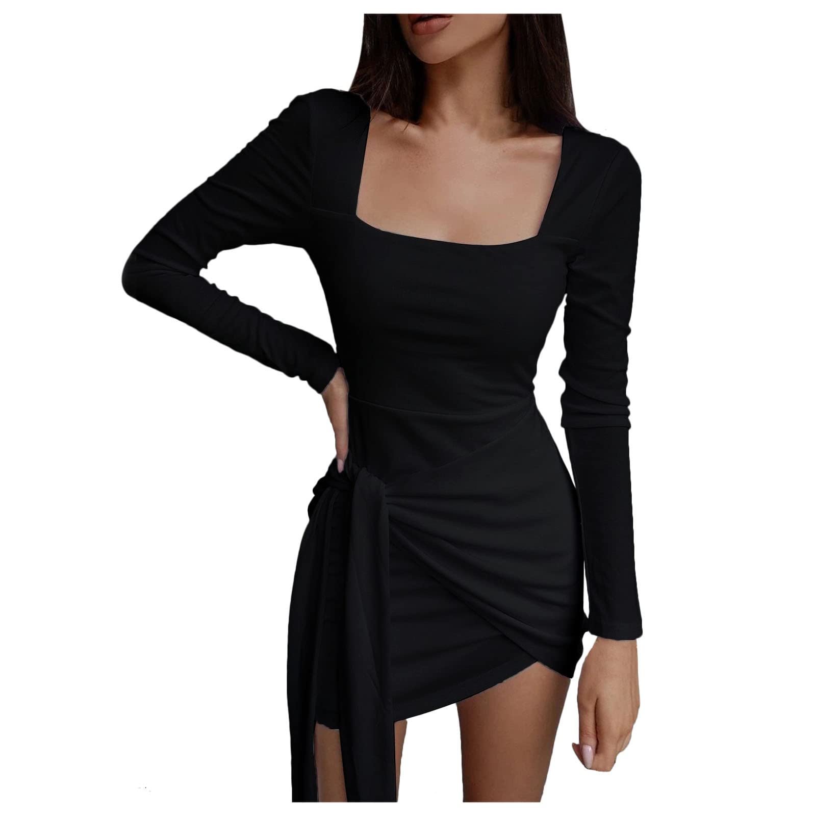 Sexy Wrap Dresses for Women - Formal & Casual Long Sleeve Wedding Guest Dress, Cocktail Party Princess Mini Dress - Perfect for Evening Events, Date Nights & Special Occasions