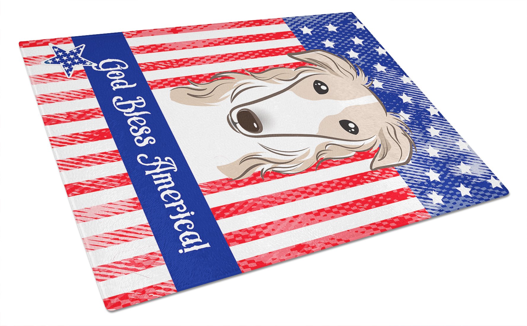 American Flag & Borzoi Tempered Glass Cutting Board - Large Decorative Kitchen Chopping & Serving Board - Durable Scratch-Resistant Surface - Perfect for Food Prep, Charcuterie Displays & Patriotic Home Decor