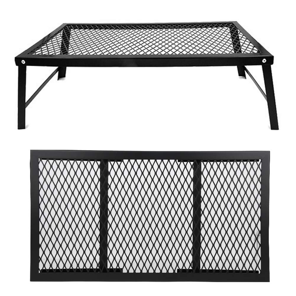 Portable Folding Camping Table with Adjustable Iron Grill Rack - Perfect for Outdoor Cooking, Picnics, Backpacking & Tailgating