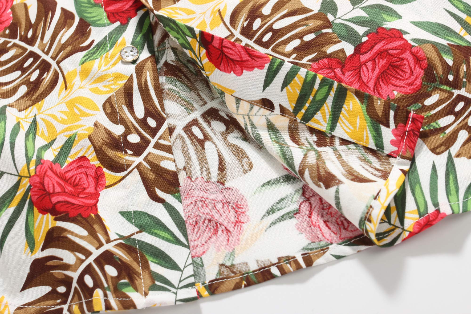 SSLR Men's Casual Short Sleeve Button-Down Hawaiian Shirts - Tropical Print Summer Shirts for Beach, Vacation & Outdoor Activities