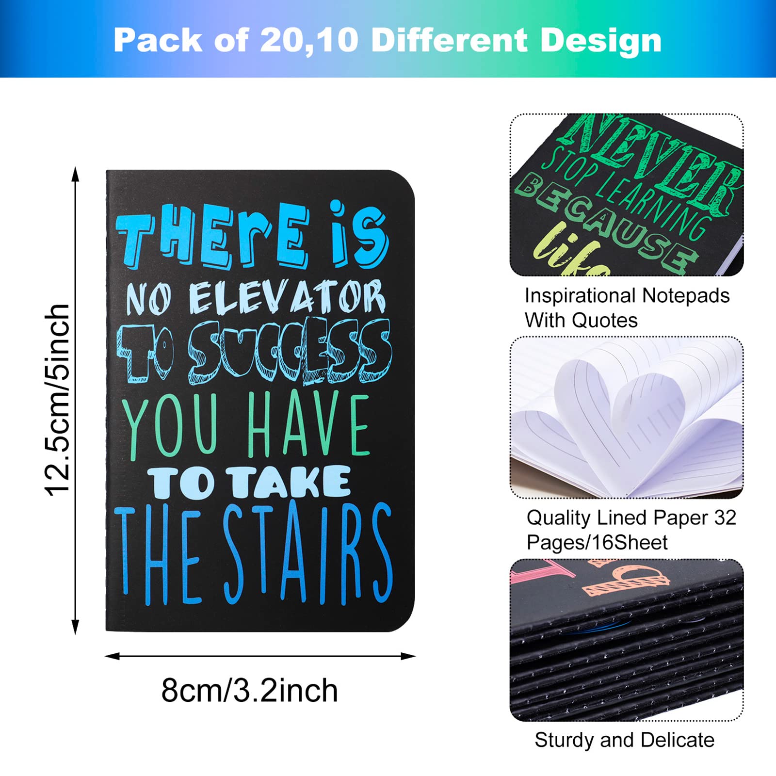 Inspirational Mini Notebooks Bulk - 20-Piece Motivational Journal Notepads Set for Office, Home & Church, Christian Gift Supplies (10 Bright Styles) - Perfect for Daily Encouragement, Bible Study & Personal Reflection