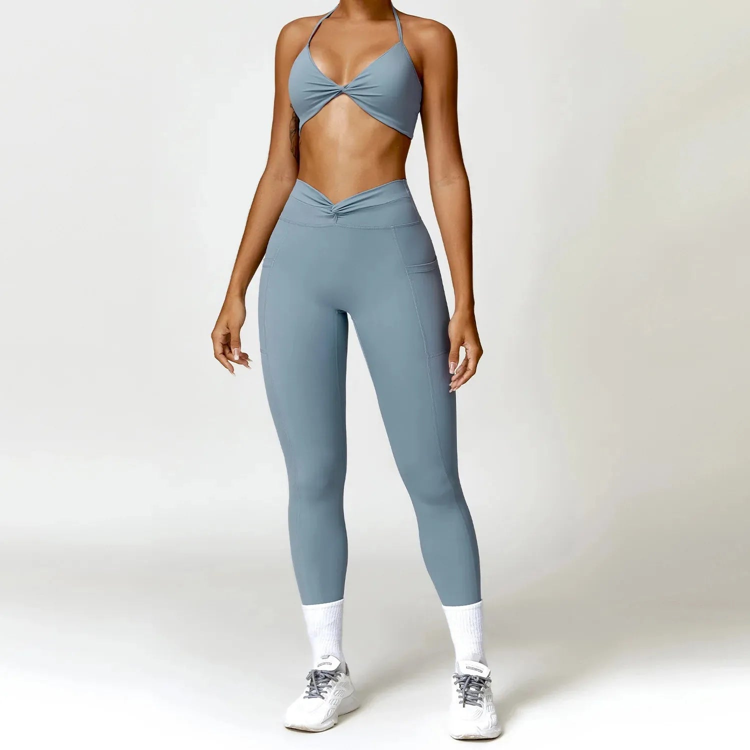 Premium 2-Piece Women's Yoga Set - High Waist Shorts & Sport Bra Workout Outfits | Tracksuit & Leggings for Gym, Fitness & Yoga | Perfect for Home Exercise, Studio Classes & Active Lifestyle