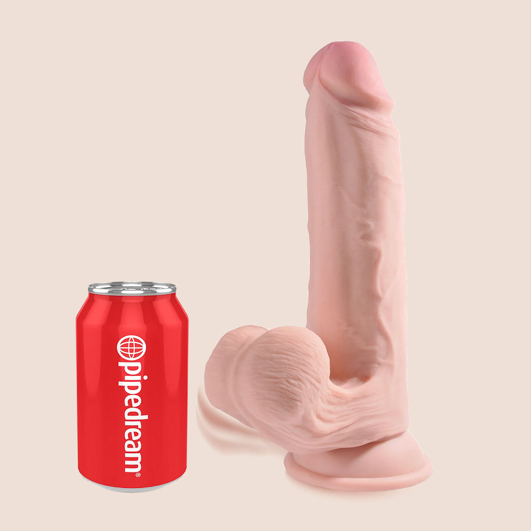 King Cock Plus Triple Density Realistic Dildo - 9 Inch Lifelike Silicone Penis with Swinging Balls for Enhanced Pleasure | Perfect for Solo Play, Couples & BDSM Scenes