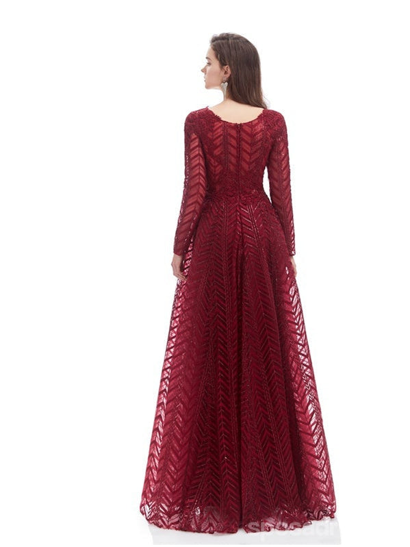 Emerald Green A-Line Long Sleeve V-Neck Prom Dress for Women | Elegant Formal Evening Gown for Homecoming, Ball, Quinceañera & Special Occasions