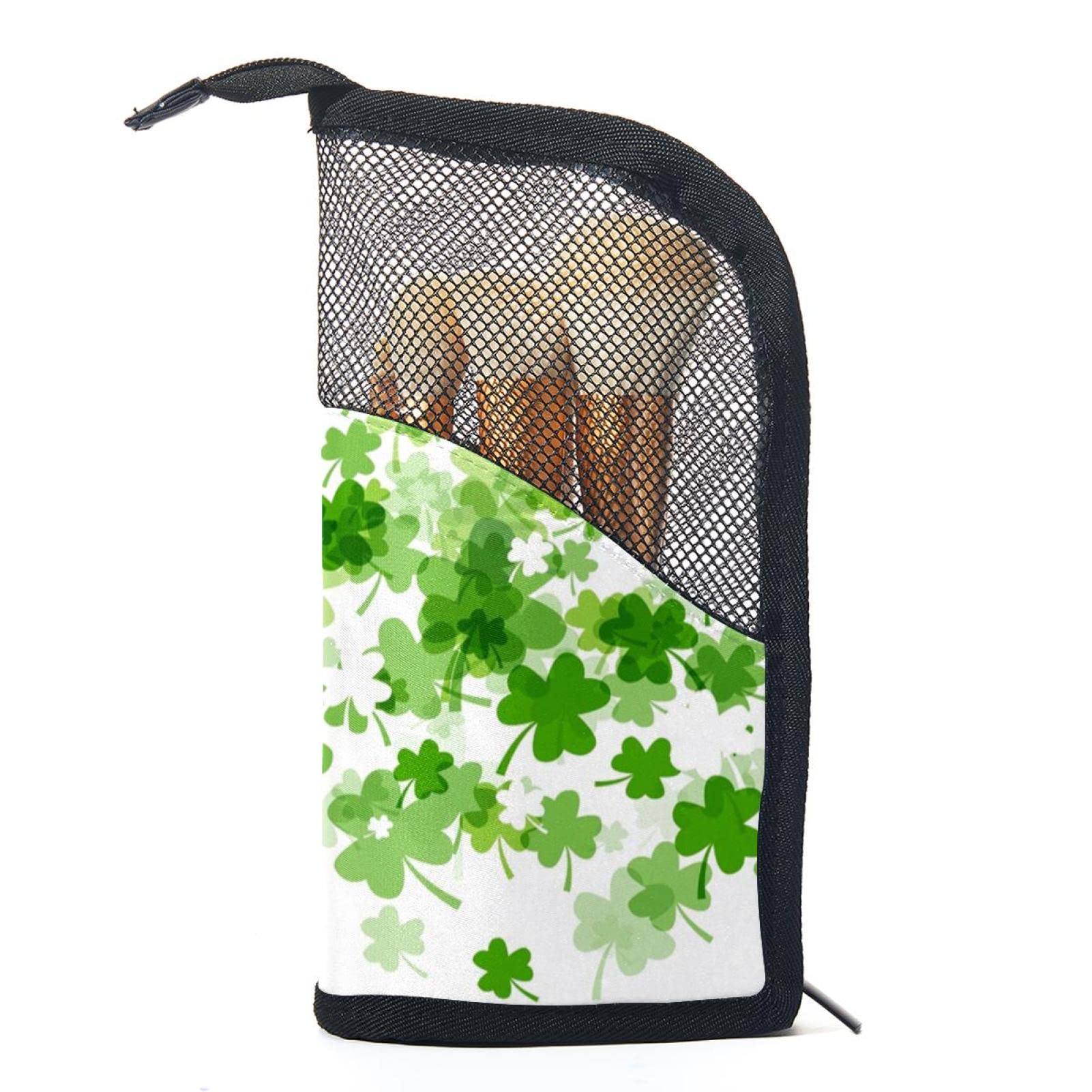 12-Piece Makeup Brush Organizer Bag with Portable Holder Case - Perfect for Travel, Home & St. Patrick's Day Shamrock Themed Makeup Storage