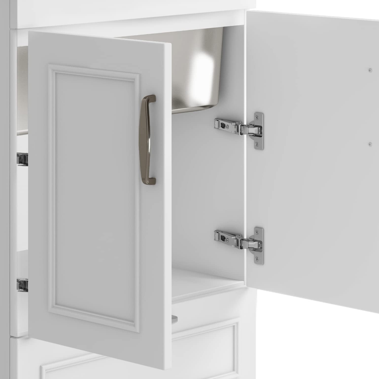 SIMPLIHOME 24-inch White Utility Sink Cabinet with Faucet - Stainless Steel Laundry Sink & Storage Drawer - Perfect for Laundry Room, Garage, Mudroom, Basement & Workshop Organization