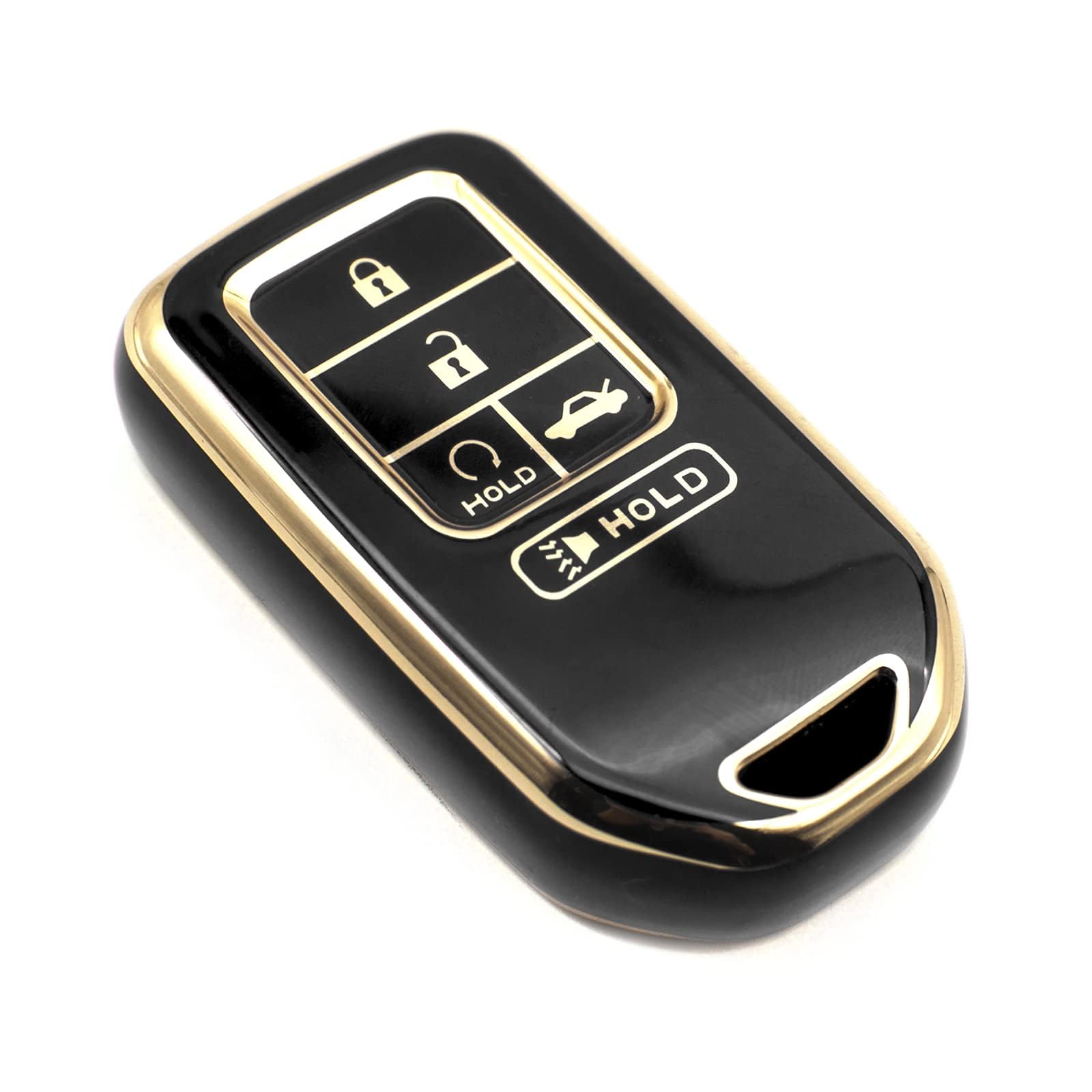 FEYOUN TPU Key Fob Cover Case for Honda Accord Civic CR-V Insight Passport Pilot - 5 Button Smart Remote Keyless Entry Protection Shell Accessory (Black) | Durable & Scratch-Resistant | Perfect for Daily Use, Travel & Car Protection