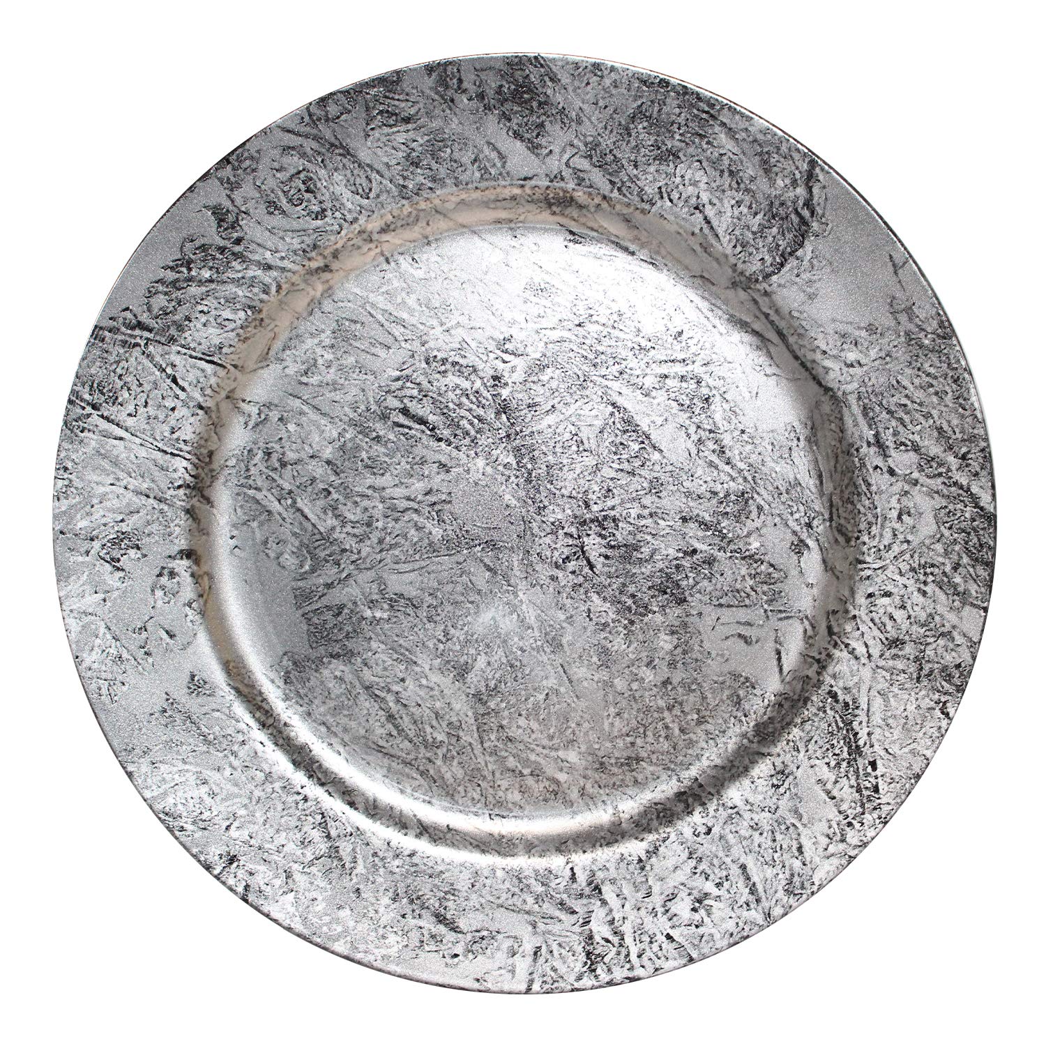 Tiger Chef 13-inch Marble Round Glossy Charger Plates - Grey Black Marbelized Design Melamine Dinner Plates - Elegant Placemats for Wedding, Party, Banquet & Holiday Dining - Set of 96 - Durable & Dishwasher Safe