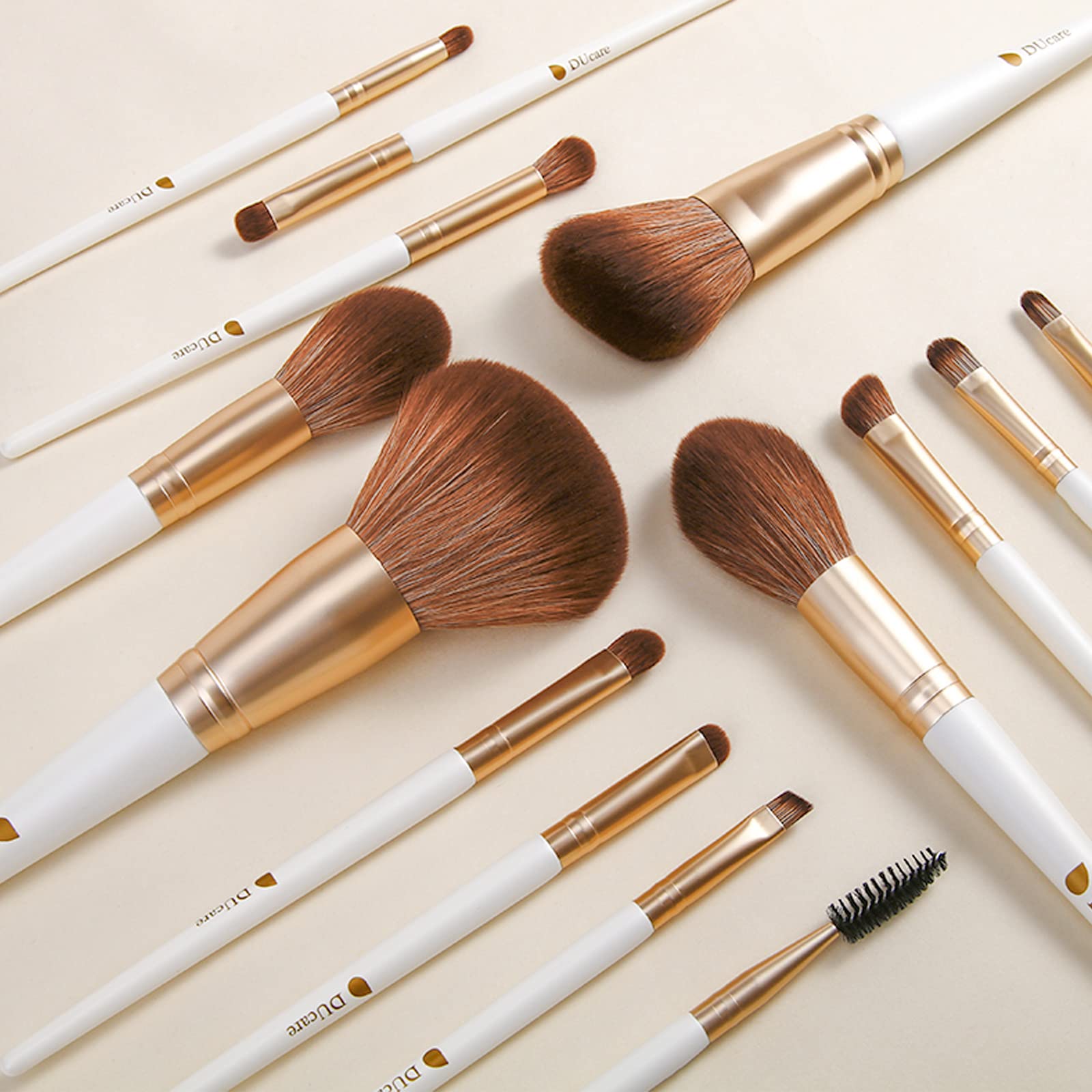 DUcare 14-Piece Professional Makeup Brush Set - Synthetic Face, Eye Shadow, Eyeliner, Foundation, Blush & Lip Brushes for Powder, Cream & Liquid Cosmetics | Perfect for Everyday Makeup, Contouring & Professional Makeup Artist Kit
