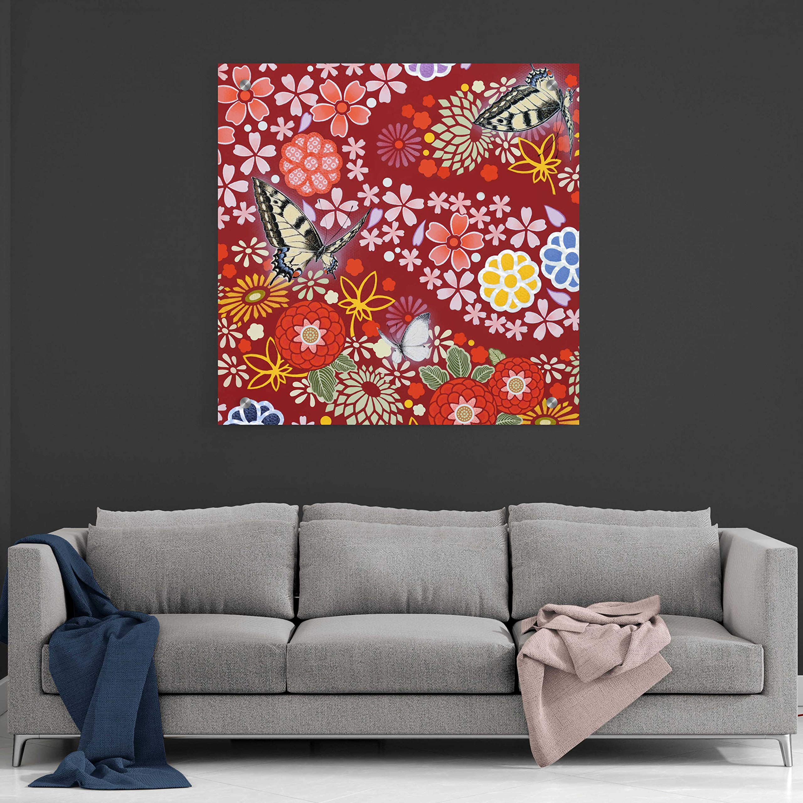Epic Graffiti 'Spring and Autumn Flow' by Zigen Tanabe - 36x36 Inch Acrylic Glass Wall Art Decor - Modern Abstract Painting for Living Room, Bedroom & Office