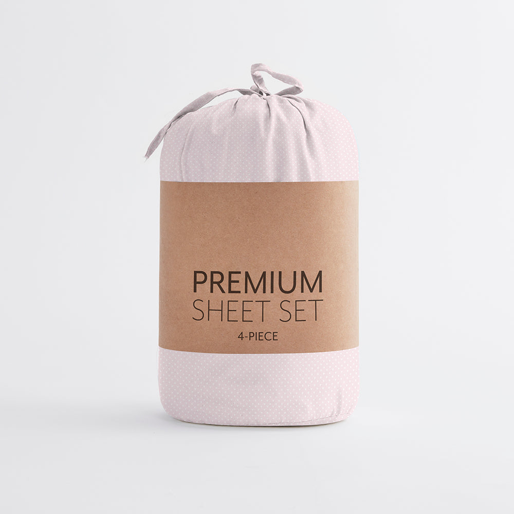 Heart Pattern 4-Piece Bed Sheet Set - Soft Cotton Queen Size Bedding for Valentine's Day & Romantic Bedroom Decor