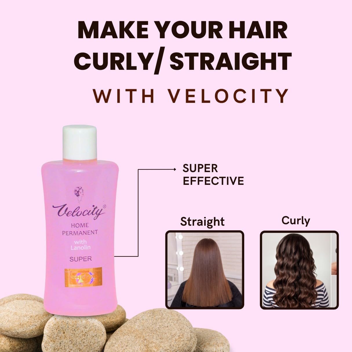VELOCITY HOME PERMANENT Hair Curling & Straightening Iron - Baby Pink Professional Styling Tool for Salon-Quality Waves & Straight Hair at Home | Perfect for Daily Styling, Special Occasions & Salon-Like Results