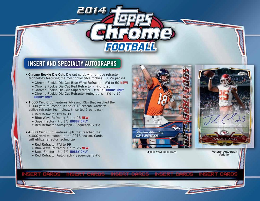 Topps 2014 Chrome Football Hobby Box - 96-Piece Collectible Trading Cards with Autograph - NFL Memorabilia for Collectors & Fantasy Football Fans - Perfect for Display, Trading, and Investment