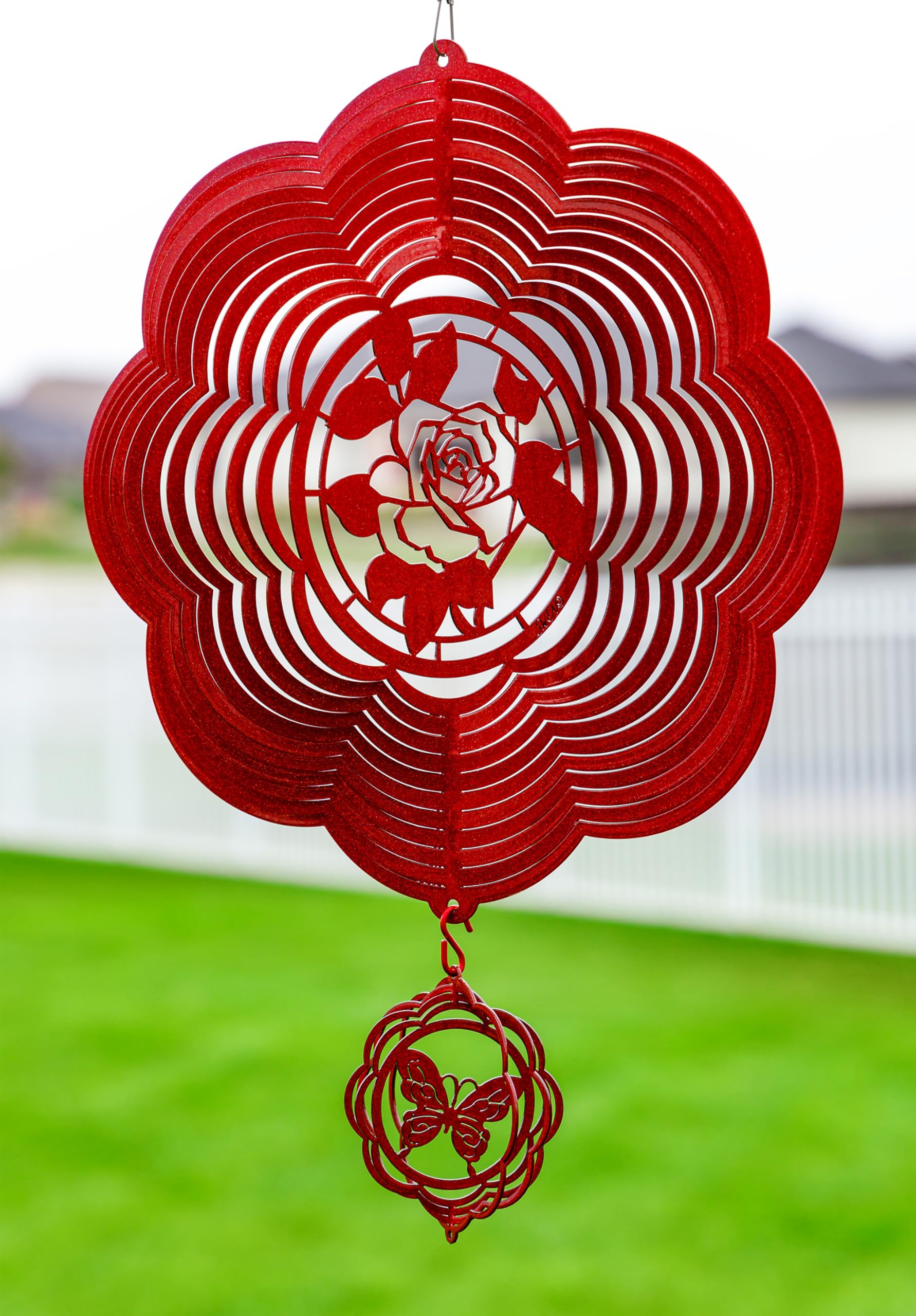 SWEN Metal Wind Spinner - Rose Cloud Swirl Design for Garden, Yard, and Outdoor Decor | Durable & Weather-Resistant Wind Sculpture