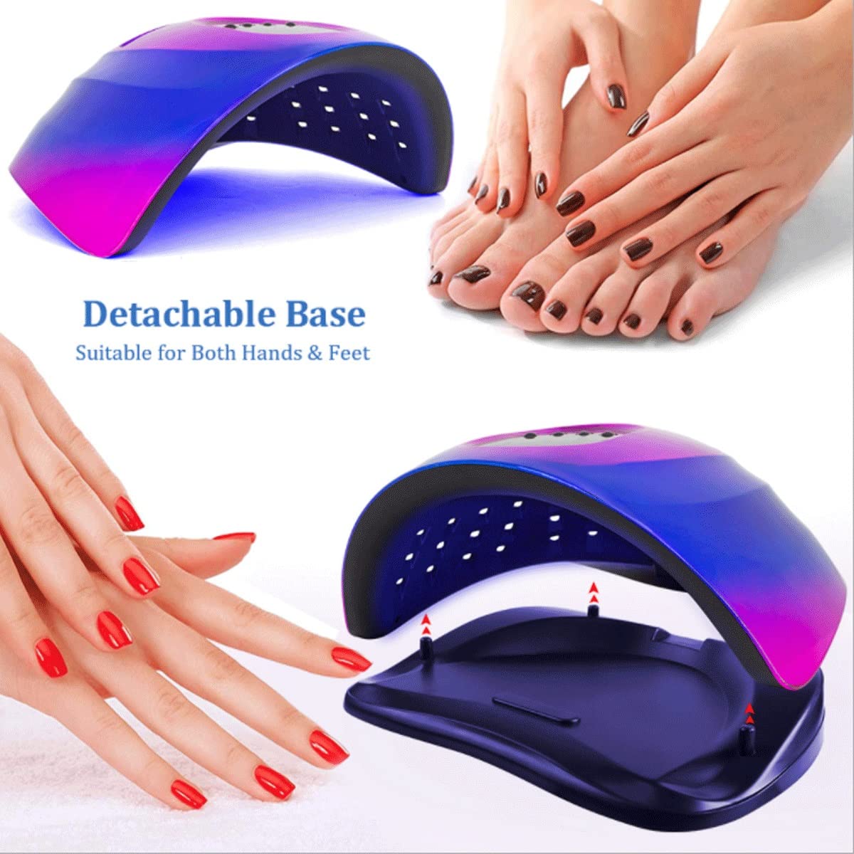 Professional 150W UV LED Nail Lamp with Dual LED Lights & Auto Sensor - Fast Drying Gel Polish Dryer for Hands & Feet, 4 Timer Settings (Purple) | Perfect for Home Manicures, Salon Nail Art & DIY Gel Nail Extensions