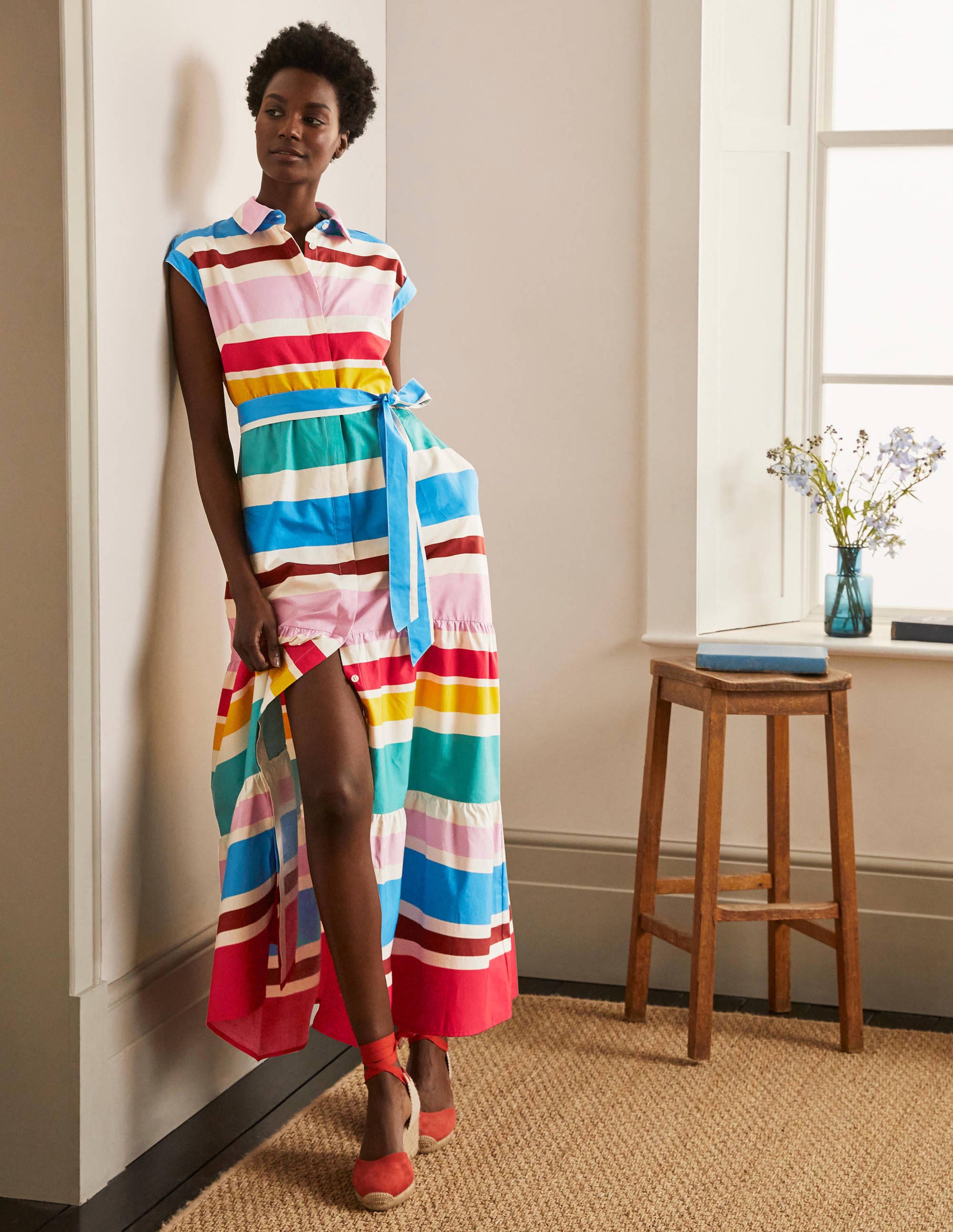 Betty Maxi Shirt Dress for Women - Summer Striped Flowy Long Dress with Pockets | Perfect for Beach Vacation, Brunch & Casual Outings