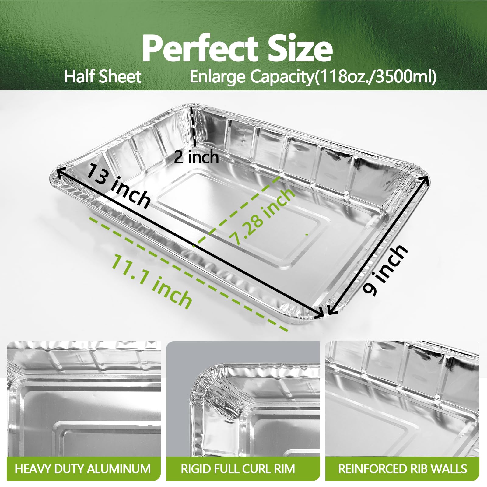 25 Pack Heavy Duty 9x13 Aluminum Foil Pans - Extra Thick Disposable Baking Pans for Roasting, Chafing & Cake Making | Commercial Grade Steam Table Pans | Perfect for Catering, BBQ Parties & Home Baking