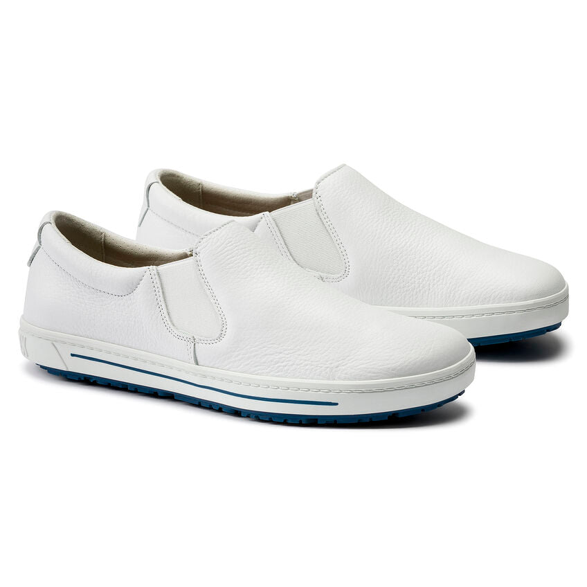 Birkenstock QO 400 White Leather Safety Shoes for Men & Women - Slip Resistant Work Shoes for Construction, Healthcare & Industrial Safety